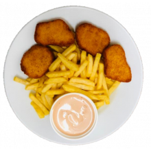 Chicken Nuggets (4 Stück) mit Pommes