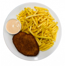 Paniertes Poulet Schnitzel mit Pommes